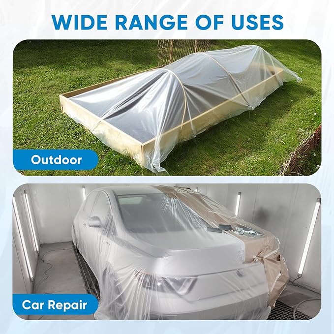 TICONN 12 x 9 Ft Plastic Drop Cloth for Painting, Waterproof Painters Plastic Sheeting, Painting Tarp for Furniture Cover, Floor Protection (12PK, 0.5Mil)