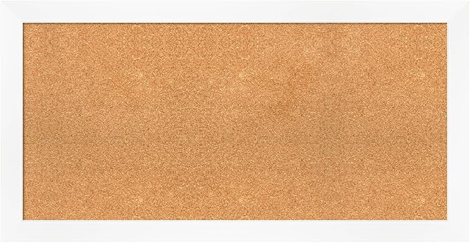 Amanti Art Natural Cork Board for Wall, 21x41 Vision Board with White Frame, Large Corkboard Office Decor for Home Organization, Modern Corkboard Pinboard to Display Items for Home Organization in