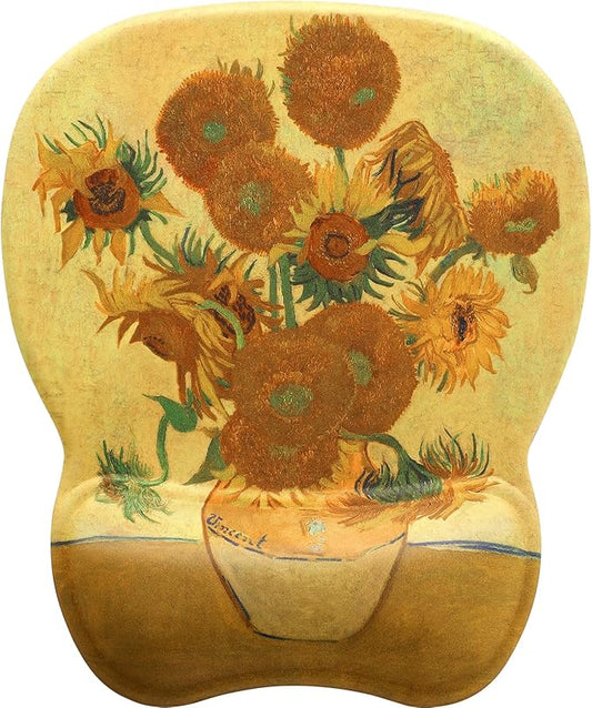 MROCO Ergonomic Mouse Pad with Gel Wrist Rest, Comfortable Mousepad with Smooth Wrist Support Surface and Non-Slip PU Base for Pain Relief, Computer, Laptop, Office & Home, 9.4 x 8.1 in, Sunflower