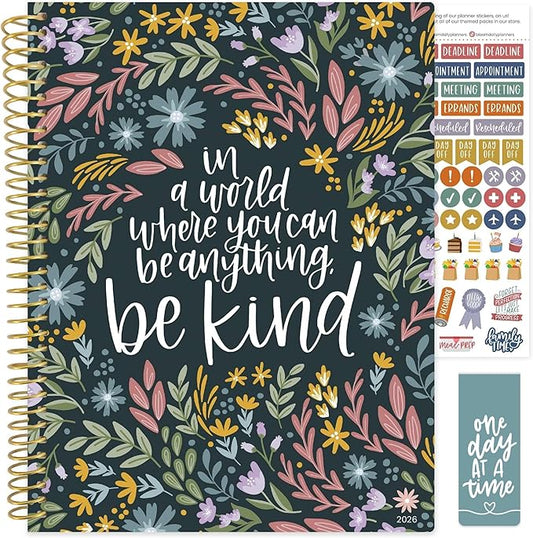 bloom daily planners 2026 Planner (January to December) - 8.5” x 11” Weekly & Monthly Dated Agenda Organizer Book with Stickers & Tabs - Flexible Soft Cover - Be Kind