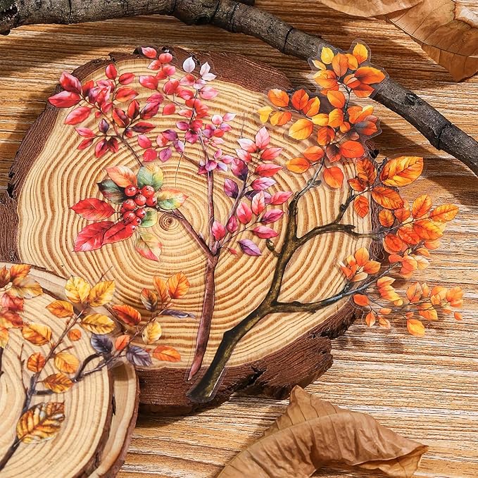 Foliage PET Sticker Set, 150PCS Leaf and Branch Stickers for Scrapbooking, Journaling, DIY Crafts, and Art Supplies