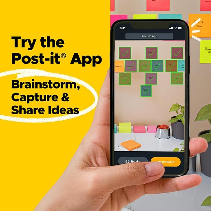 Post-it Super Sticky Notes, Assorted Bright Colors, 3x3 in, 15 Pads/Pack, 45 Sheets/Pad, 2X The Sticking Power, Recyclable, Multi-Color