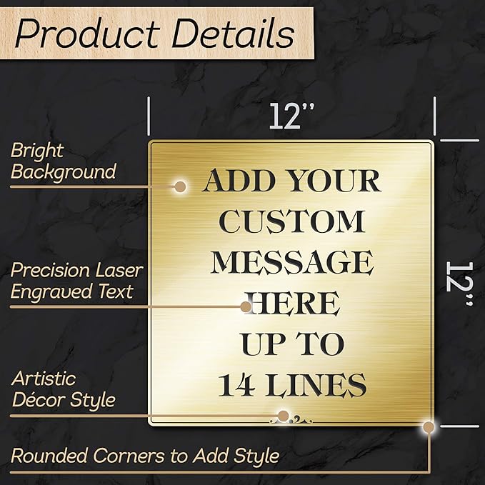 Custom Sign, Office Sign, Business/Office Name Plates for Doors/Wall, Indoor/Outdoor, 12x12 inch, 18 Colors, (Prestige) Made in USA by My Sign Center