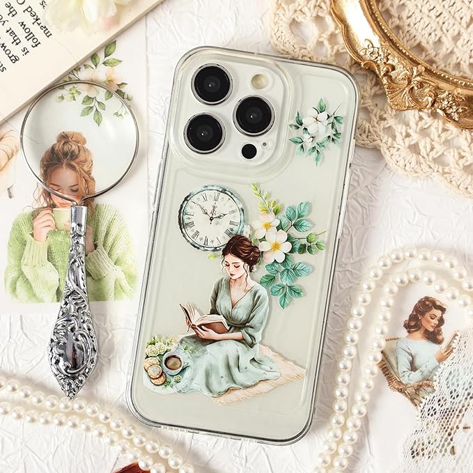 TIAMECH Star Hibiscus Garden Sticker Book - Green Girl Series, 20 Sheets PET & Washi Stickers for Scrapbooking, Ephemera, Waterproof Junk Journaling Supplies & DIY Crafts