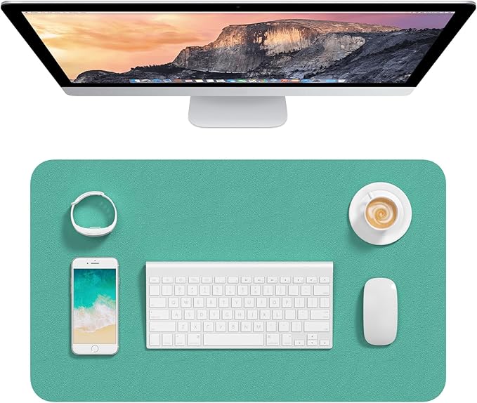 Hsurbtra Desk Pad, 23.6" x 13.8" PU Leather Desk Mat, M Extended Mouse Pad, Waterproof Desktop Blotter Protector, Non-Slip Ultra Thin Small Laptop Keyboard Writing Mat for Office Home, Fruit Green