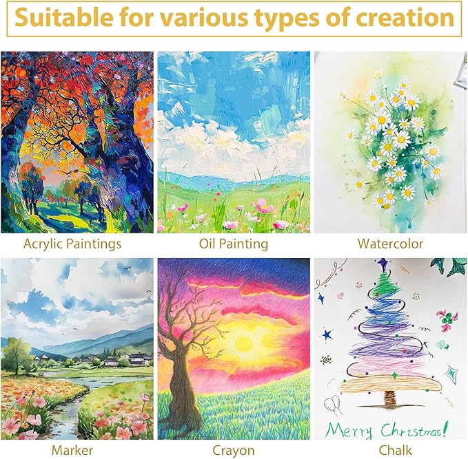 ESRICH Canvas Boards for Painting 8x10, 240 Pack Canvases for Painting Cotton Primed Acid Free Blank Canvas Panels for Oil Paint, Watercolor, Acrylic Paint, Gouache and Tempera.