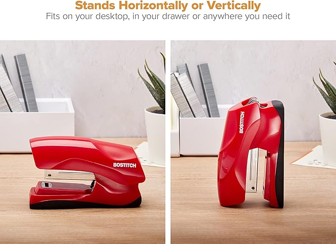 Bostitch Office Heavy Duty 40 Sheet with 1250 Staples and Staple Remover, No Jam Desktop Stapler, School Bulletin Boards, Office & Classroom, Red (B175-RED-VP)