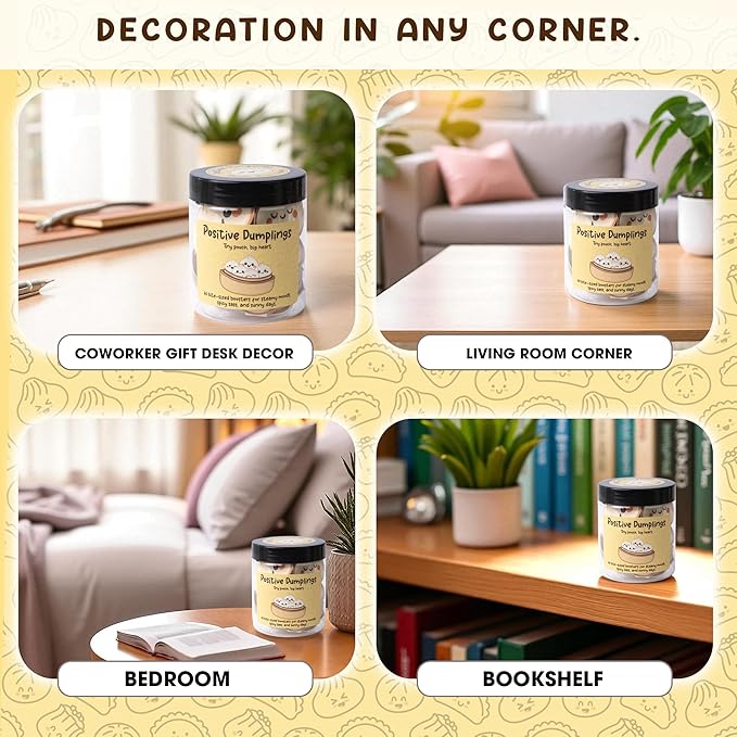 Positive Dumpling Jar – 60 Funny Emotional Support Dumplings Notes, Back to School Gifts for Students & Teachers, White Elephant Gifts, Funny Gift for Women, Teens, Tweens, Coworkers