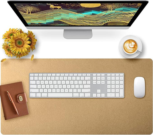 Bloss Gold Desk Mat, PU Large Mouse Pad for Desk, Desk Matt for Desktop, Desk Pad Mat Waterproof, Computer Mat for Office/Home/Decor/Desk Protector(31.5 x 15.7 Inches)