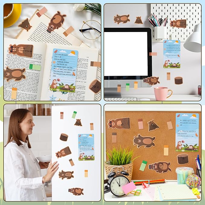 Xqumoi I Just Really Like Groundhog Sticky Notes Set - Cute Animal Self-Stick Note Pads Divider Tabs Bundle Writing Memo Pad Page Marker Back to School Office Supplies Groundhog Day Party Favor Gift
