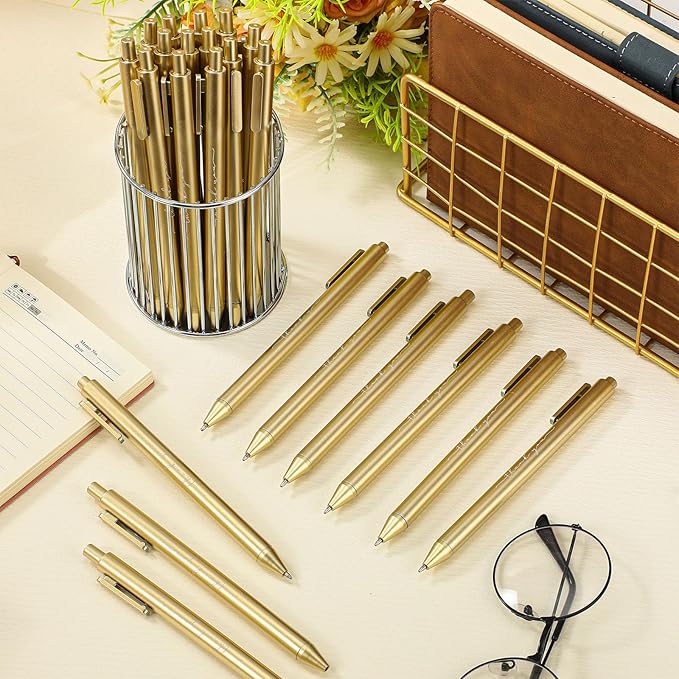 30pcs Thank You Pens Bulk Cute Multicolor Ballpoint Pen for Men Women Server Accessories Employee Holiday Appreciation Gifts for Teacher Office Back to School Party Favor (Gold)