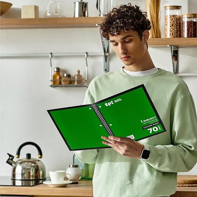 EPI Spiral Notebook | 1 Subject - College Ruled - 70 Sheets, Durable Spiral Binding | 10.5 x 8 in | Classroom Supplies | School, Office, Note Taking, Journaling - 3 Pack