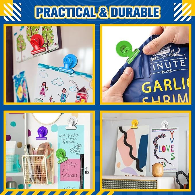 Grtard 6pack Magnetic Clips Heavy Duty, Magnet Clips for Fridge, Refrigerator Magnets, Strong Magnetic Clip,Scratch Free Magnets with Clip for Refrigerator, Whiteboard, Classroom, Locker(Colorful)