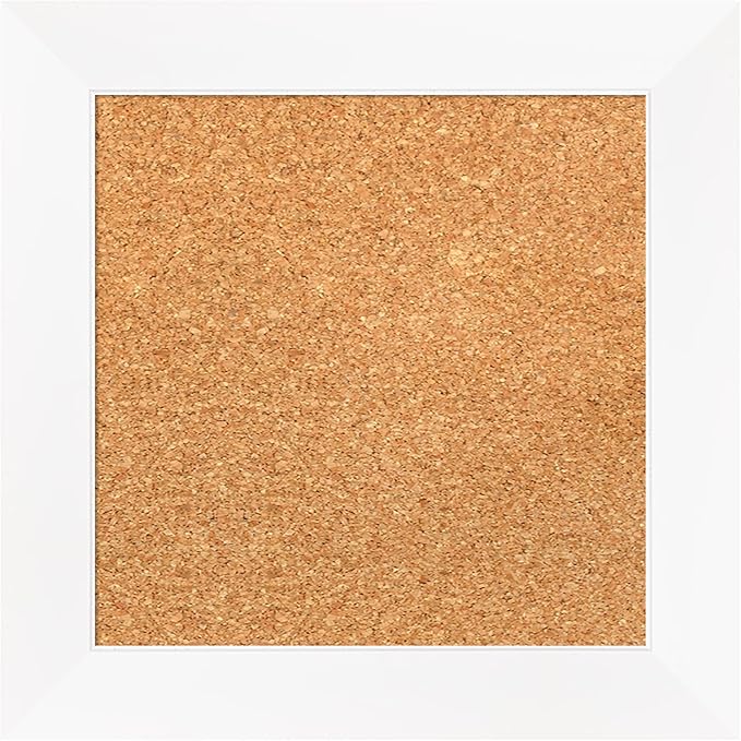 Amanti Art Natural Cork Board for Wall, 15x15 Vision Board with White Frame, X-Small Corkboard Office Decor for Home Organization, Modern Corkboard Pinboard to Display Items for Home Organization in