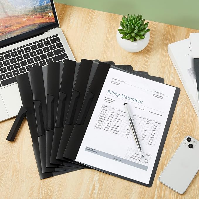 Maitys 25 Pack Clear Report Covers with Clip 11.4 x 9 Inch Presentation Folders Transparent Front Cover Portfolio Folder Resume Folder Interview Report Folders for Letter Size(Black)