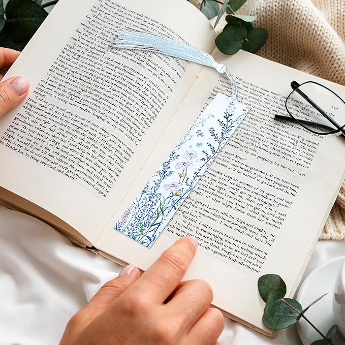 Metal Bookmark Flower Bookmarks for Women Men Book Lovers Book Mark Set of 2 with Tassel Reading Book Accessories Book Marks for Reading Women Men Book Lovers Gifts