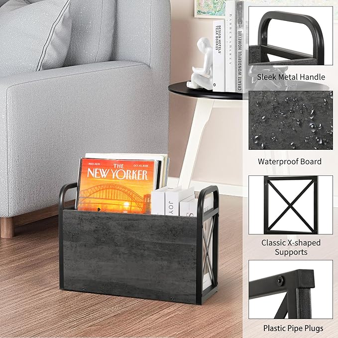 YINMIT Magazine Holder, Magazine Rack Floor, Magazine Storage Basket, Folder Organizer Bin for Books, Newspapers, Tablets