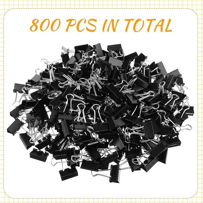Jetec 800 Pieces 1 Inch Black Binder Clips Bulk Medium Paper Clamps Metal Paper Clips for Teachers Students Classroom Business Office and School Office Supplies