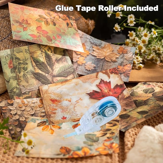 Leaf Scrapbook Paper Set, 180 PCS Vintage Botanical Ephemera for Junk Journaling, Scrapbooking, DIY Crafts, and Art Supplies