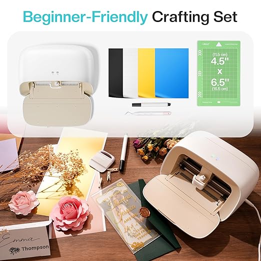 Vinyl Cutter Machine S501 - Smart Compact Sticker Maker for Vinyl & Paper Crafts, Portable Plotter DIY Cutting Machine for Sticker Joy Craft & Party Supplies, Wedding Decor, Beige