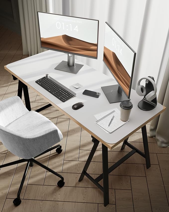 YSAGi Leather Desk Protector, Office Mat, Large Mouse Mat, Non-Slip PU Leather Blotter, Laptop Desk Pad, Waterproof Writing Pad for Office and Home (White, 47.2" x 23.6")