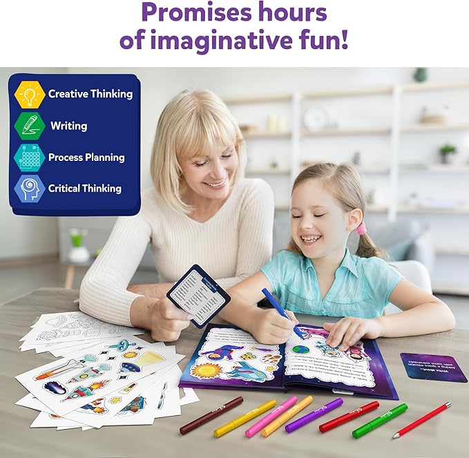 Skillmatics Storybook Art Kit - Create Space-Themed Stories, DIY Craft & Writing Kit with 300+ Stickers, Scrapbooking Activity, Gifts for Kids Ages 5, 6, 7, 8, 9, 10
