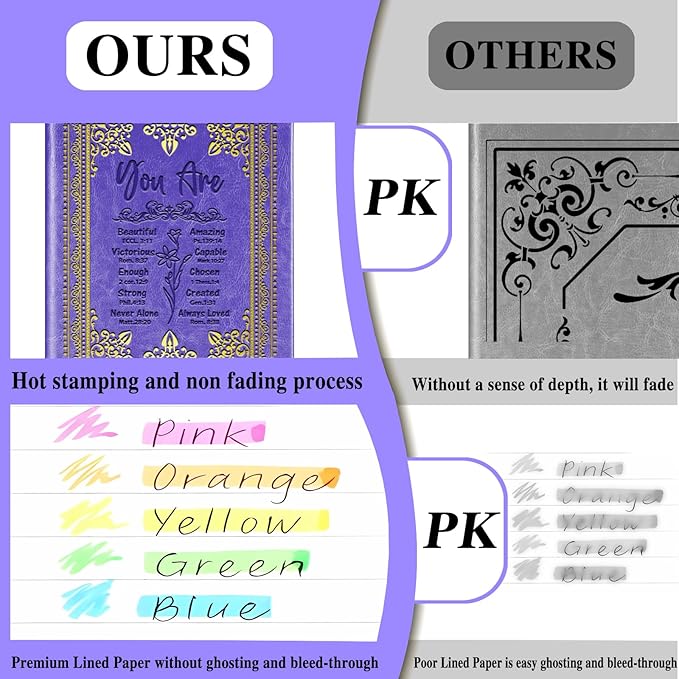 Purple A5 Lined Leather Journal Notebook,Inspirational Christian Gifts Hardcover Executive Notebooks for Men Women,200 Pages 100 Gsm Thick Ruled Paper Daily Diary for School,Family ,Friends,Work (You Beautiful Purple)