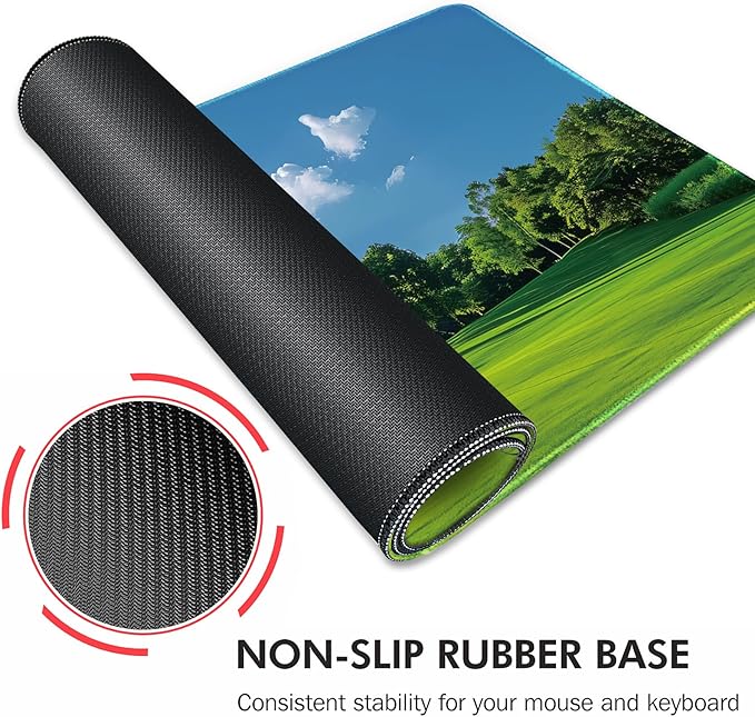 Galdas Gaming Mouse Pad XXL XL Large Long Extended Big Mousepad Non-Slip Rubber Keyboard Mouse Pad with Stitched Edges for Laptop Home Office (31.5x11.8x0.08 Inch) … (Grass)