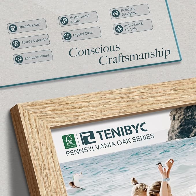 16x24 Oak Poster Frame 3 Pack, Natural Solid Wood Picture Frame, Wall Gallery Frame