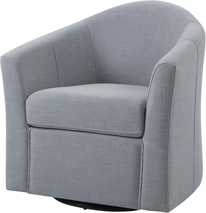 UIXE 360° Swivel Barrel Accent Chairs Set of 2, Modern Round Arm Chair Upholstered Club Armchair, Single Sofa Seating in Fabric for Living Room, Bedroom (Pebble Grey)