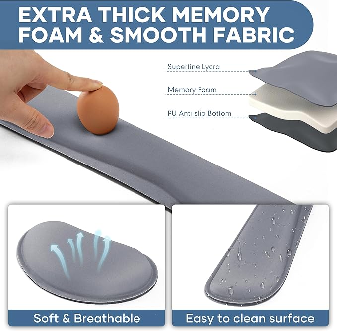 Office Ergonomic Memory Foam Computer Mouse and Keyboard Wrist Rest pad Support Carpal Tunnel, Wrist Rest for Keyboard and Mouse, Wrist Support Set