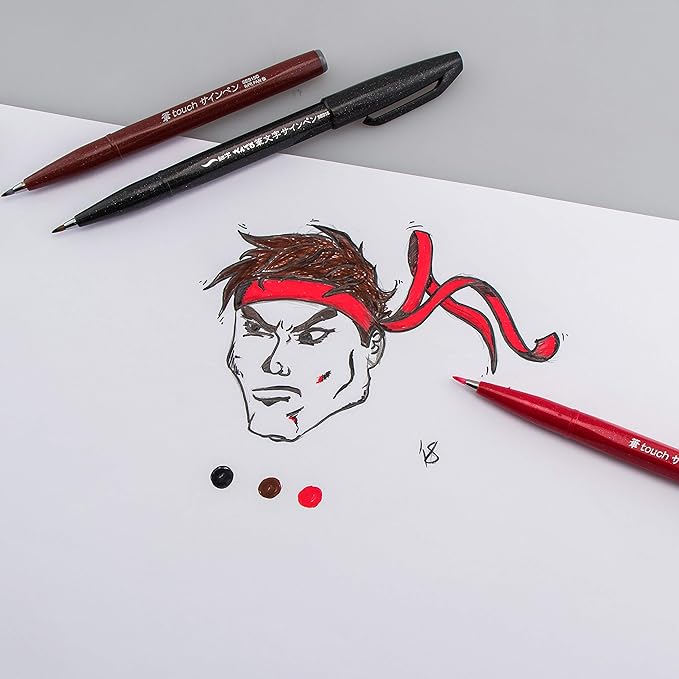 Pentel SES15CPC12 Sign Pen Brush Flexible Point Marker, Assorted, 12/Pack