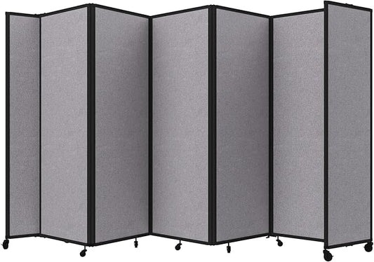 Versare Room Divider 360 Portable Wall Partition | Folding Panels | Large Freestanding Divider | Locking Wheels | Temporary Room Separator