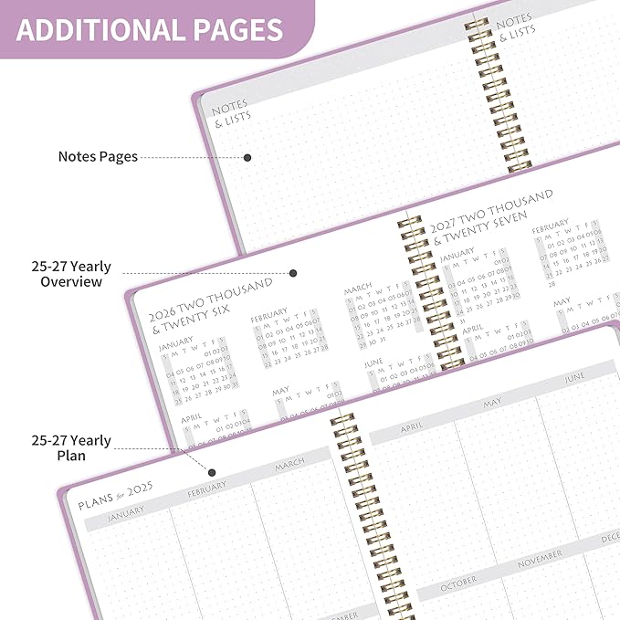 Monthly Planner 2025-2027 - 2 Year Monthly Planner Calendar 2025-2027, July 2025 - June 2027, 7.3" * 9.5", 24 Months Calendar Planner with Waterproof Cover＆Spiral Bound, for Office, School Home Planning - Purple