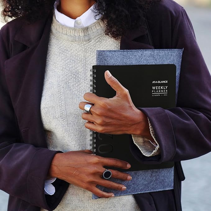 AT-A-GLANCE 2026 Appointment Book Planner, Weekly & Monthly, 8.25" x 11", Large, Half-Hourly, Contemporary, Black (70950X0526)