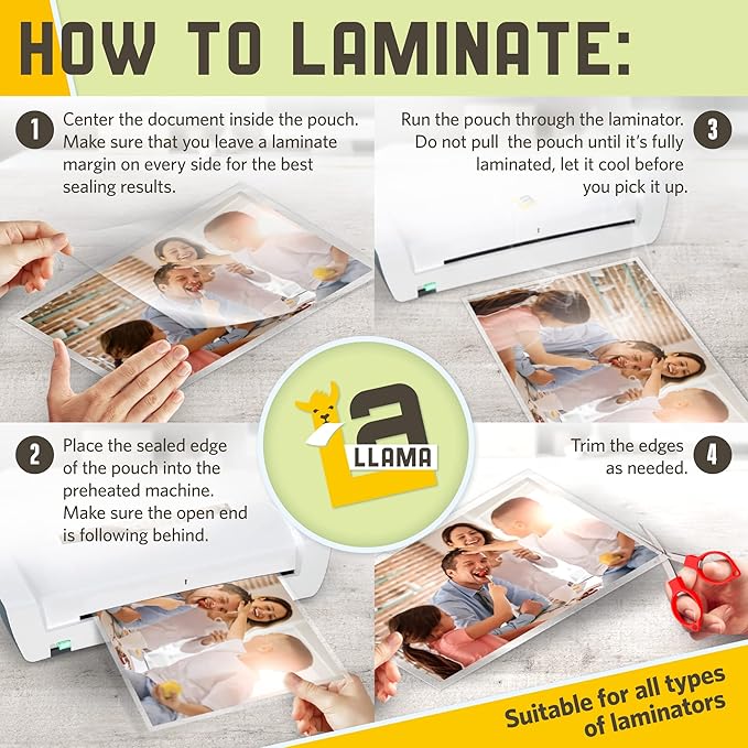 Thermal Laminating Pouches, 5.3 x 7.3 Inches, 3 Mil Thick, 50 Pack, Suited for Photo Size Laminating Sheets 5 x 7