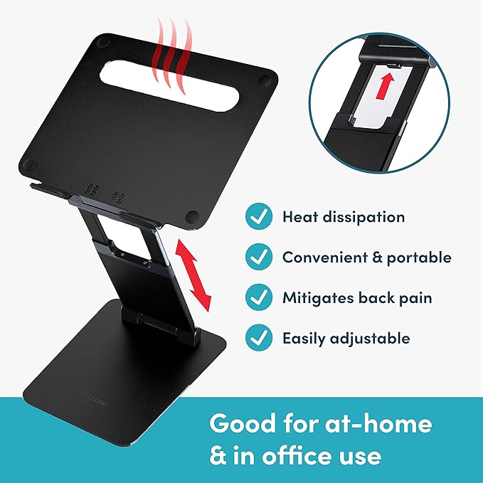 Lifelong Ergonomic Adjustable Laptop Riser - Fits 10-17 Inch Laptops & MacBooks - Portable Desk Laptop Stand
