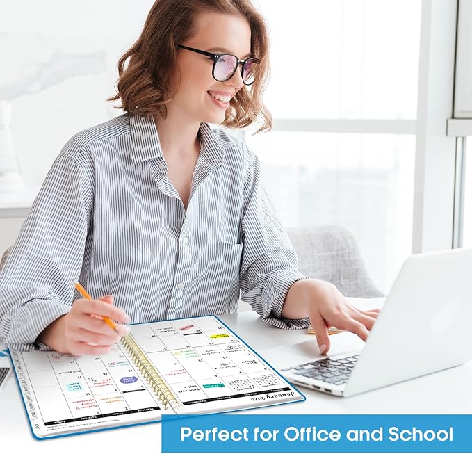 2026 Planner, Weekly and Monthly Calendar Planner, January 2026 - December 2026, Hardcover 2026 Calendar Planner Book with Tabs For Women & Men, Inner Pocket, Spiral Bound, Perfect for Office Home School Supplies - A4 (8.5" x 11"), Azure Blue