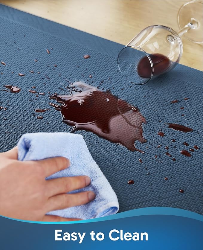 Ophanie Kitchen Mats for Floor, 3/4 Inch Thick Kitchen Rugs, Anti Fatigue Standing Cushioned Mat, Waterproof,Comfort Ergonomic Mat for Office, Home, Sink, 20'' x 48'' Blue Non-Slip Bottom