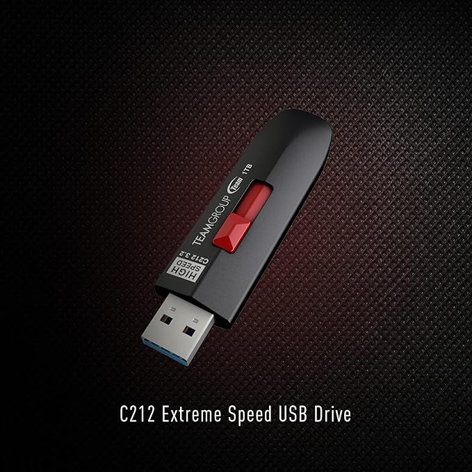 TEAMGROUP C212 Extreme Speed 1TB 1000/800MB/s USB 3.2 Gen 2 Easy Push-and-Pul Flash Thumb Drive External Data Storage Memory Stick Compatible with Computer/Laptop/PS4 PS5 TC21231TBB01
