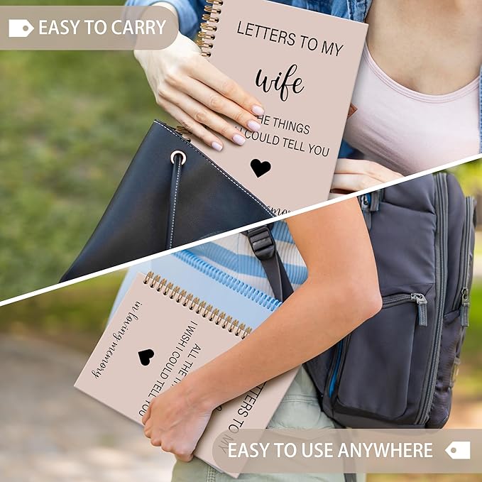 Memorial Gifts for Loss of Wife Grief Notebook Journal, Letters to My Wife in Heaven Spiral Notebook, Sympathy Notebooks Gifts for Loss of Wife Men, In Loving Memory Sympathy Gifts, 6x8.2In