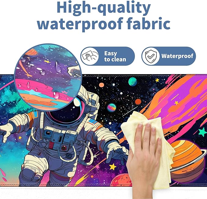 Spaceman Planets Anime Mouse Pad Large Desk Mat XL Mouse Pad Astronaut Keyboard Mousepad with Non-Slip Base and Stitched Edge Gaming Mouse Mat Desk Pad 31.5 X 11.8 in Mouse Pads for Desk Home Office
