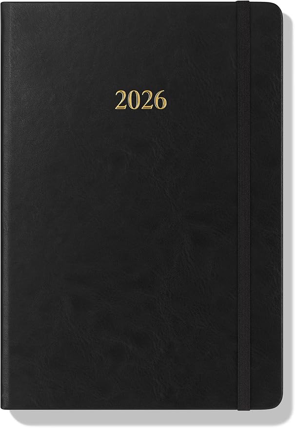 Wykeham's Executive 2026 Daily Journal Planner – US Public Holidays & Format – Customization Available (Black, 8.5"×5.5")