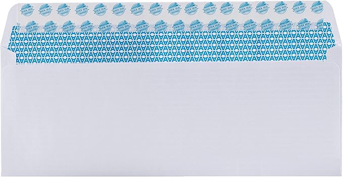 Aimoh 250 Custom Printed #10 Security Tinted Self–Seal Envelopes - Personalized with Logo and Address/Return Address Imprinted -Size 4-1/8 X 9-1/2" -White -24 LB - 250 Count (7-34010-250)