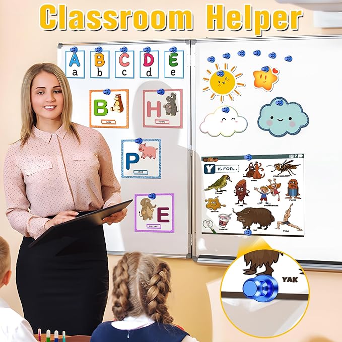 VNDUEEY 16 Pack Blue Fridge Magnets, Refrigerator Magnet Whiteboard Magnets, Push Pin Magnet for Home, Office, Classroom, Locker, Dry Erase Board