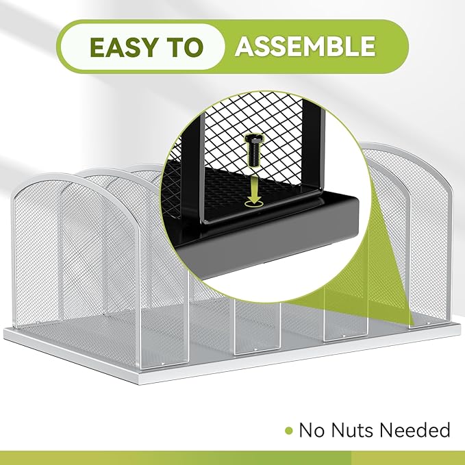 Desk File Organizer Vertical 7 Sections Mesh File Sorter Paper Storage Organizer for Desk, Office Organization File Holder Rack, Silver