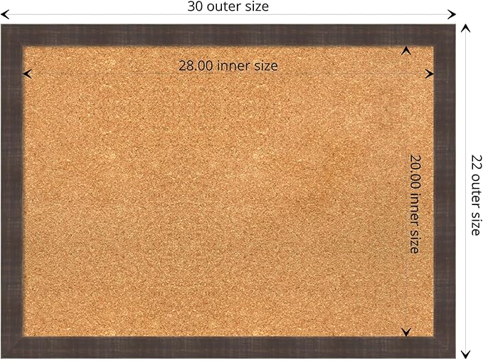 Amanti Art Natural Cork Board for Wall, 22x30 Vision Board with Brown Wood Frame, Medium Corkboard Office Decor for Home Organization, Rustic Farmhouse Corkboard Pinboard to display items for home