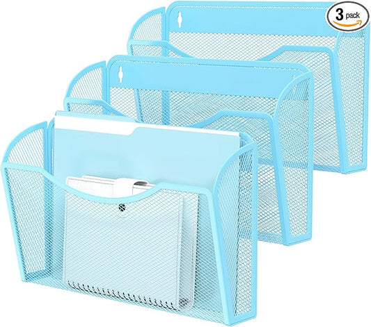 Wall File Organizer,Hanging Wall Mounted File Folder Binder Holder Mail Organizer for Office,Home and School Supplies
