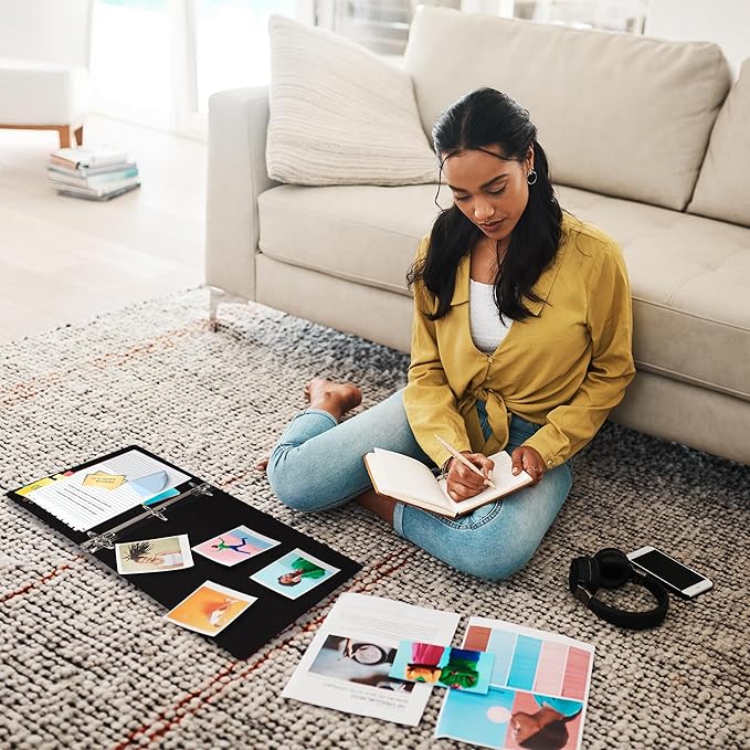 Samsill Durable 4 Inch Binder, Made in The USA, Locking D Ring Binder, Customizable Clear View Cover, Charcoal Black, Holds 775 Pages