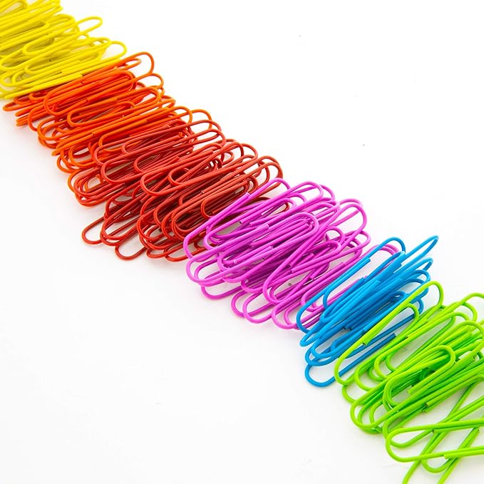 BAZIC Products Paper Clips – Assorted Color Jumbo 50mm, Color-Coated Metal Large Paper Clips for Office, Home, and School Use, 100/Pack, 72 Packs